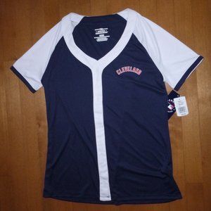 Womens MLB CLEVELAND Baseball Jersey Button Down Shirt Size Small  NWT